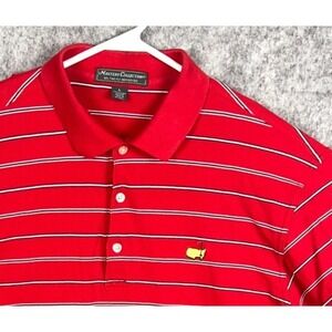 Masters Collection Men's Short Sleeve Polo Shirt Red Striped Pima Cotton Large